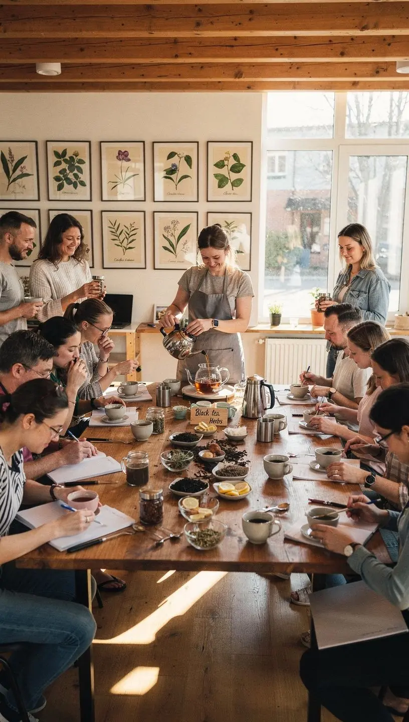 Rinkinių su įvairių rūšių arbatomis asortimentas, pabrėžiantis arbatos įvairovę ir jos naudingas savybes sveikatai.